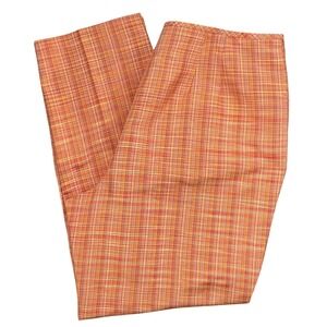 Talbots Pure Silk Plaid Orange Career Dress Pants Women's Size 14